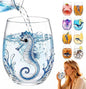 Blue Sea Horse 3D Ocean Glass, Artistic Handcrafted Wine Glasses | Novelty by Unknown