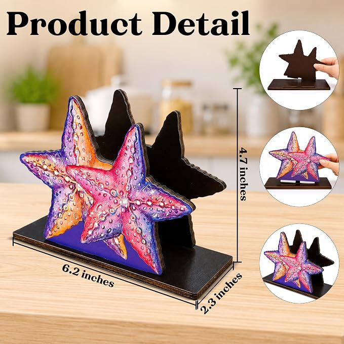 Starfish Decor Wood Napkin Holder - Image 2