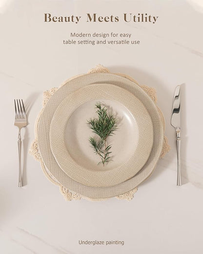 Dinnerware sets plates and bowls sets modern plates,Ceramic Dinnerware Sets,12 Pieces Porcelain Lightweight Plates,Scratch Resistant Dish Set (style - 5, 4 - Set (12pcs))