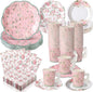 Pickmesh 252 Pcs Pink Floral Tea Party Supplies by Pickmesh