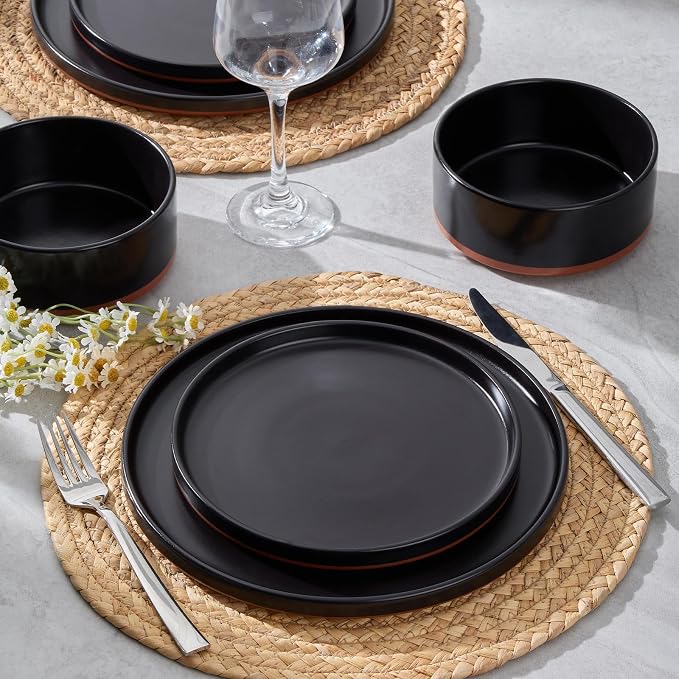LIANYU Plates and Bowls Sets, 18 Pieces Stoneware Dinnerware Set - Image 6