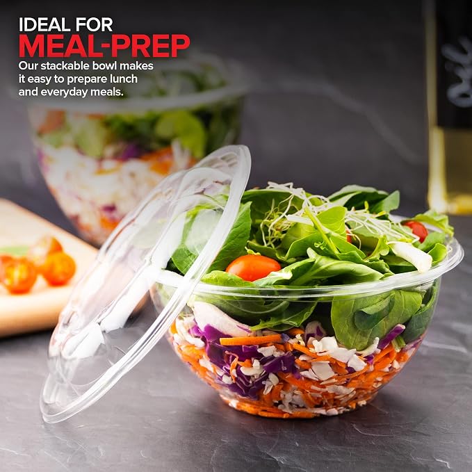 Stock Your Home 32oz Clear Plastic Salad Bowls - Image 6