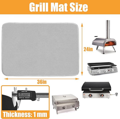 Gray 24x36 Inchs Heat Resistant Mat for Outdoor Grill Table,Fireproof Under Blackstone Griddle BBQ Mat,Air Fryer Mat,Indoor Fireplace Mat, Protect Your Table and Outdoor Grill Table（0.04in Thickness）