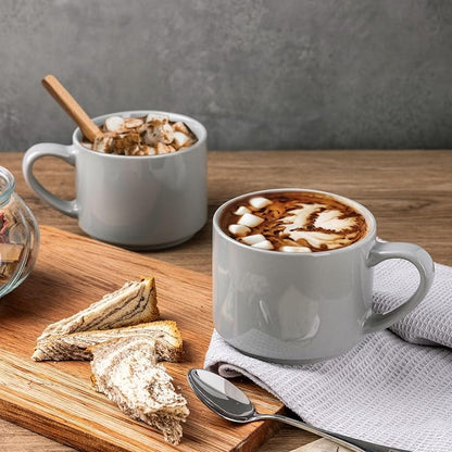 GBhome 14 OZ Coffee Mugs Set of 6, Stackable Gray Coffee Cups Set | Modern - Image 5