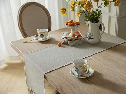 Natural Table Runners 108 Inches Long, Burlap Linen Style Rustic Farmhouse - Image 4