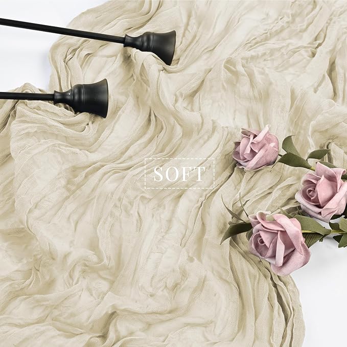 12 Pcs Beige Cheesecloth Table Runner 10FT Runner - Image 4