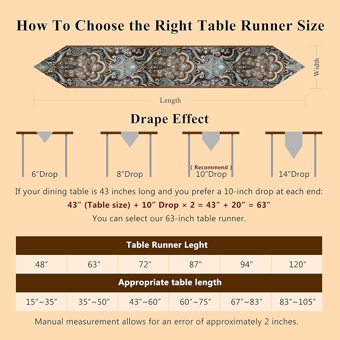 Thanksgiving Table Runner 94" Long Brown - Image 6