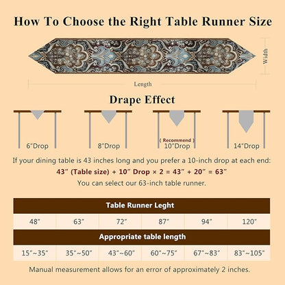 Christmas Table Runner 72" Teal Brown - Image 6