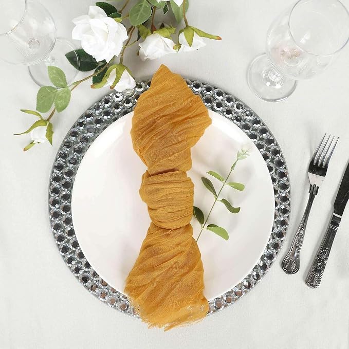Efavormart 5 Pack 24"x19" Mustard Yellow Matte Gauze Cheesecloth Napkins - Image 6