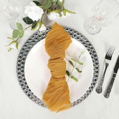 Efavormart 5 Pack 24"x19" Mustard Yellow Matte Gauze Cheesecloth Napkins - Image 6