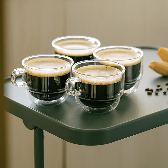BTaT- Double Walled Stackable Glass Coffee Mugs, 16 oz, Glass Coffee Cups - Image 6
