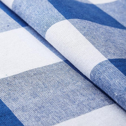 Encasa XO Table Runner, Woven Cotton Dining Runner 13"x59" Buffalo Blue Checks - Image 5