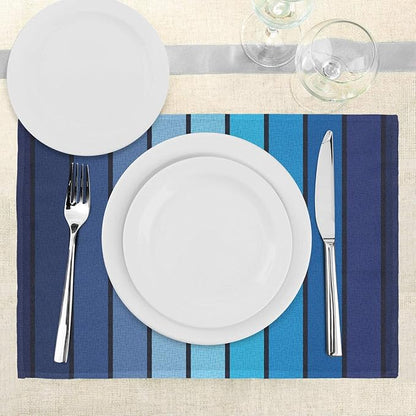 Ambesonne Navy Place Mats Set of 4, Plaques in Marine Tones Border Lines Sketchy Details Print Image, Washable Fabric Placemats for Dining Table, Standard Size, Blue