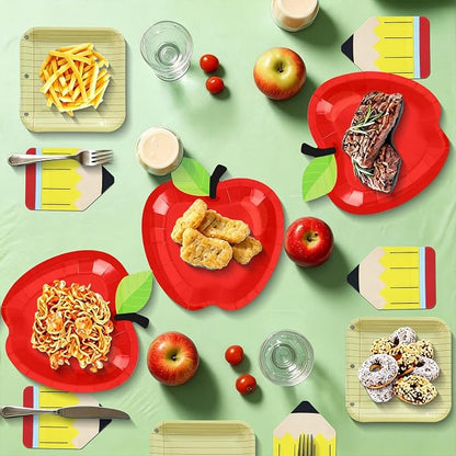 180Pcs Back to School Red Apple Paper Plates and Napkin Set, First Day of - Image 3