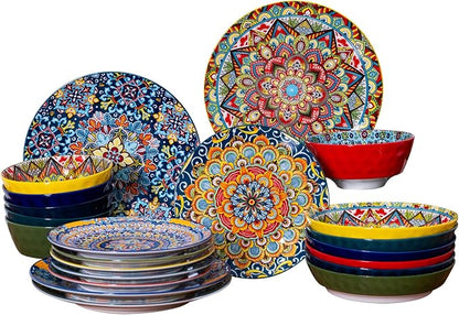 24 Pieces Dinnerware Sets, Ceramic Plates and Bowls Set, Microwave and - Image 7