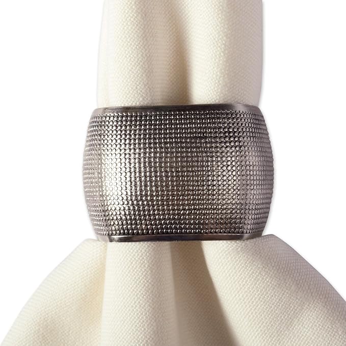 DII Decorative Assorted Silver Napkin Ring Set, One Size - Image 3