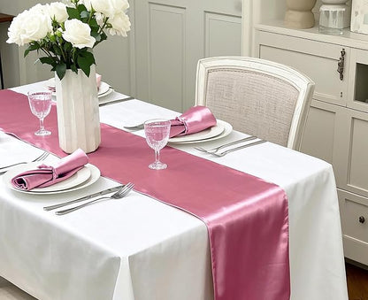 Pack of 10 Satin Dusty Rose Table Runners 12 x 108 Inches - Image 2