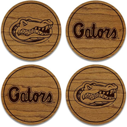 LazerEdge Florida Gators Wooden Coaster Set - Cherry Wood - Officially Licensed Product - 4-Pack
