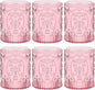 Qinyoung 6 Plastic Vintage Drinking Glasses 8.5oz Stemless Retro Embossed Wine by Qinyoung