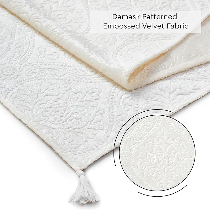 Encasa XO Table Runner, Embossed Velvet, Elegant 13"x72" | Cream, 175 GSM - Image 5