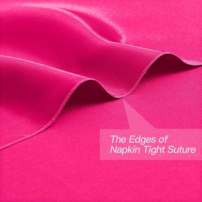 P Pothuiny 24 Pcs Hot Pink Satin Napkins 17 x 17 Inch, Satin Cloth Napkins | - Image 3