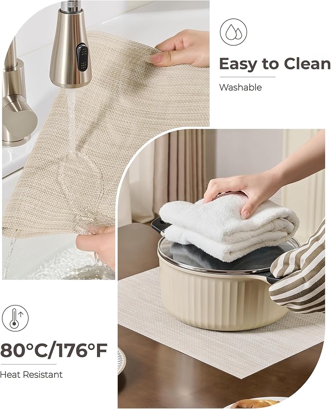 Leetaltree Beige White Placemats Set of 6 - Image 5