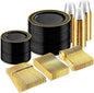 bUCLA 600PCS Black and Gold Disposable Dinnerware Set by BUCLA