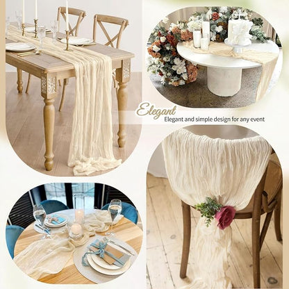 12 Pack Ivory Cheesecloth Table Runner 10Ft, Gauze Table Runners 21.5 x 120 inch - Image 5