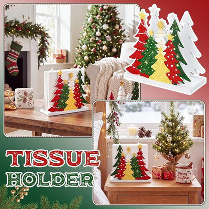 Christmas Tree Napkin Holder for Tables Classical Red and Green Christmas Tree - Image 4