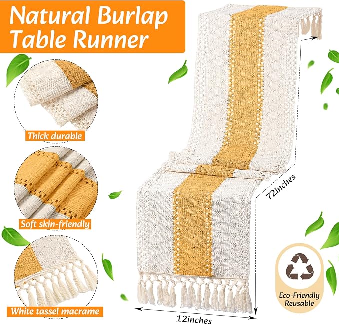 6 Sets Boho Decoration Placemats Round Woven Placemats, Cloth Napkins, Wood - Image 4