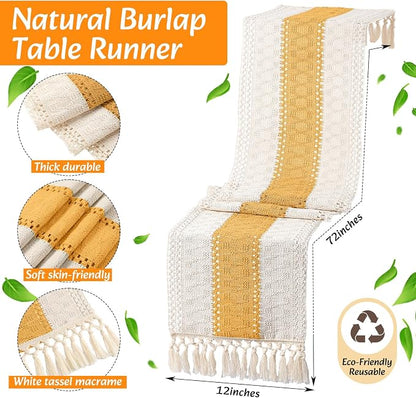 6 Sets Boho Decoration Placemats Round Woven Placemats, Cloth Napkins, Wood - Image 4