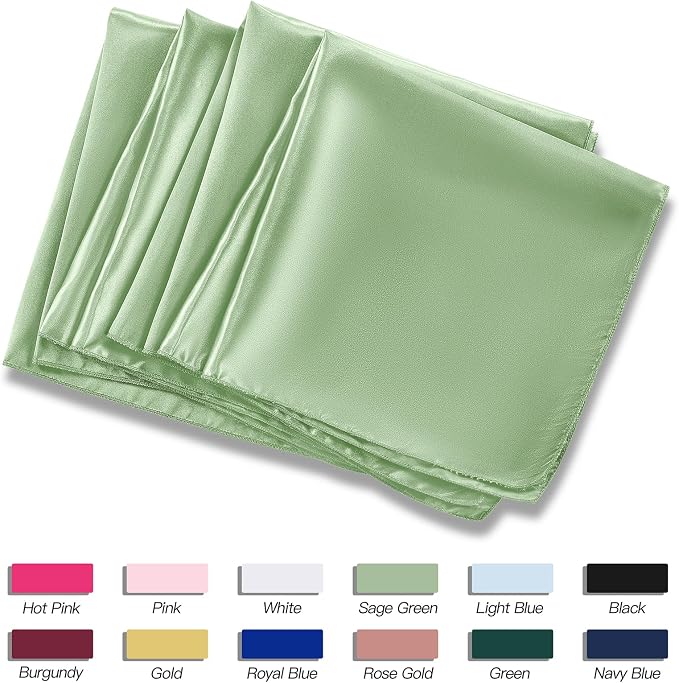 P Pothuiny 24 Pcs Sage Green Satin Napkins 17 x 17 in, Satin Cloth Napkins | - Image 6