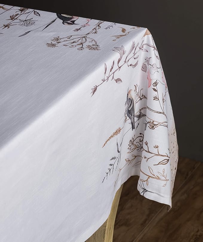 Maison d' Hermine Table Cloth Rectangle Table 100% Cotton 60 x 90 Inches Tablecloth Reusable Decorative for Dining Room Farmhouse Home Valentines Day Decorations Spring Summer - Meadow Florals - Brown
