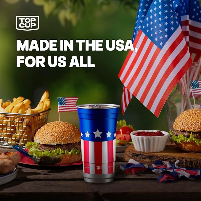 Top Cup Americana Cup | 12 oz Reusable Aluminum Party Cups 50 Count | Durable - Image 2