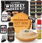 Personalised Whiskey Smoker Kit with Torch & Butane with Oak Wood Chips - Custom Engraved Smoke Lid for Bourbon & Old Fashioned Cocktails - Unique Whiskey Gifts for Men - Fits Various Glasses