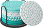 Coasters Set of 8 for Drinks, Beer, Coffee, Cotton Woven 4 Colors Absorbent Coaster with Holder, Boho Coasters for Home Decor Tabletop Protection Suitable for Kinds of Cups