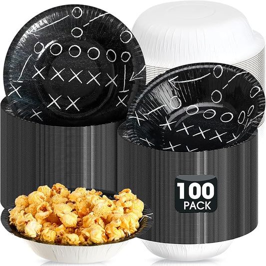 100 Pcs 16 oz Football Paper Bowls - Football Party Snack Bowls Supplies for Game Day Hot Cold Soup Salad Dessert Home Cereal Holiday Decoration