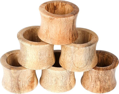 ALPHA Living HOME Rustic Wooden Napkin Rings Set of 12 - Handmade Natural Wood Napkin Holders for Table Decor, Farmhouse Dining, Weddings, Holidays, Parties, Everyday Use, Elegant (Brown