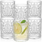 6 Pack Vintage Drinking Glasses, 13 OZ Cocktail Glassware Set, Embossed Water by YIMITEE
