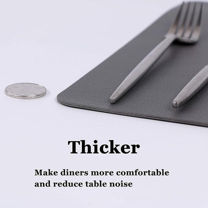 Wipeable Placemats Leather Table Mats Waterproof Heat-Resistant Easy to Clean for Dining Table Set Kitchen Table (2, Grey)