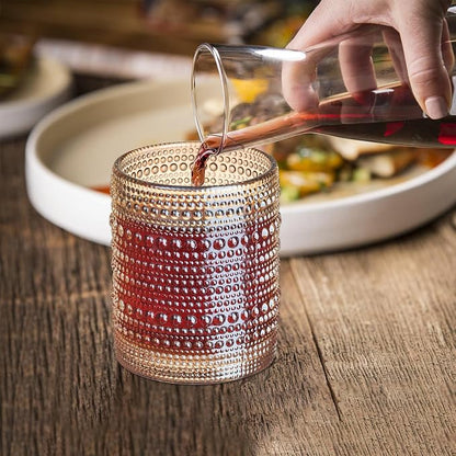 48 Pcs Golden Hobnail Beaded Drinking Glasses, 12 oz Vintage Glassware Set - Image 3