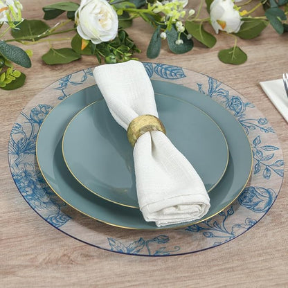 Efavormart 6 Pack Floral Acrylic Charger Plates in French Toile Pattern - Image 6