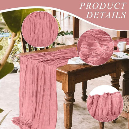 1 Pack Cheesecloth Table Runner 10Ft Christmas Gauze Boho Table Runners - Image 3