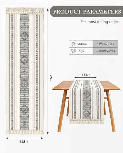 Table Runner, 13.8 x 72 Inch, Thick Jacquard Woven | Stain & Wrinkle Resistant - Image 7