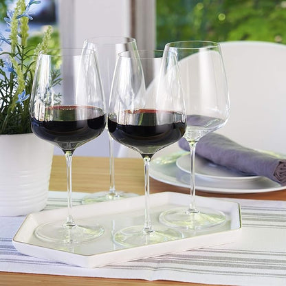 Spiegelau Willsberger Bordeaux Wine Glasses, Crystal Clear Drinking Glasses for Red Wine, Elegant Stemmed Glassware, Home Bar, Dinner Party, Wedding Gifts, Hosting Essentials, 22.4 oz, Set of 4
