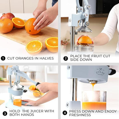 Zulay Kitchen Cast Iron Juicer - Easy-to-Clean Heavy-Duty Manual Juicer, Professional Citrus Juicer - Stainless Steel Lemon Squeezer - Manual Citrus Press & Orange Squeezer - Orange Juicer