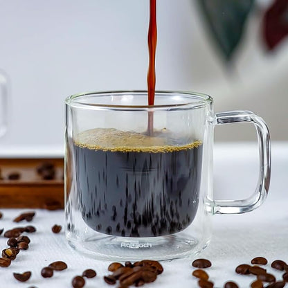 Aquach 8oz Double Walled Glass Coffee Mugs 2pcs, Insulated Espresso Cups | - Image 6