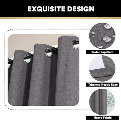PrinceDeco 100% Blackout Curtains for Sliding Glass Doors Thermal Insulated Door Curtain for Bedroom/Living Room Room Darkening Curtains Shades for Sliding Glass Doors,W100 X L96 Inch,Grey