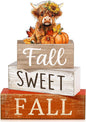 Moucuny 4 Pcs Fall Decoration for Highland Cow Home Fall Table Decor Wooden by Moucuny