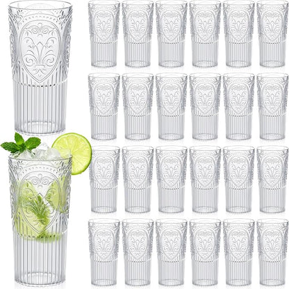 Wiwiqing 20oz Vintage Plastic Ribbed Tumblers Set of 24, Baby Shower, Birthday by Wiwiqing